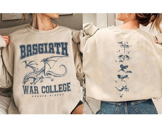 2 Slide Design, Fourth Wing Double-Sided Sweatshirt, Basgiath War College Shirt, Basgiath War College Gift, Fourth Wing Shirt, Bookish Dragon Rider Shirt