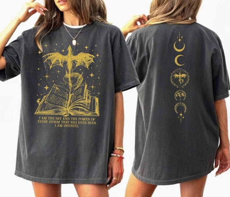 2 Slide Design, I Am The Sky Shirt, Vintage Basgiath War College, Fourth Wing Shirt, Dragon Rider Violet Sorrengail, Basgiath Bookish, I Am Infinite