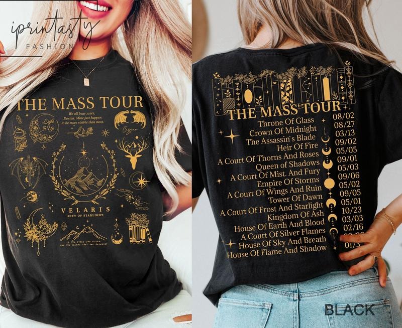 2 Slide Design, The Maas Tour t-shirt, SJM t-shirt, ACOTAR t-shirt, SJM merch, A Court of Thorns and Roses t-shirt, Sjm tee, Throne of Glass, The Maas Tour
