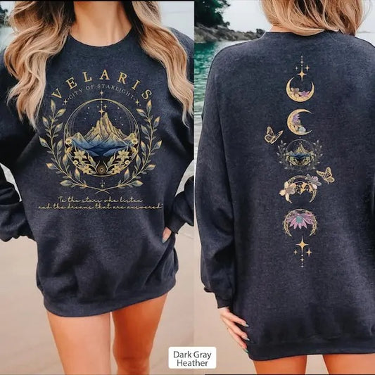 2 Slide Design, Velaris Sweatshirt,Velaris City Of Starlight Sweater,Acotar Hoodie,The Night Court Acotar Hoodie,Velaris 2-sides Sweater,Bookish Gifts