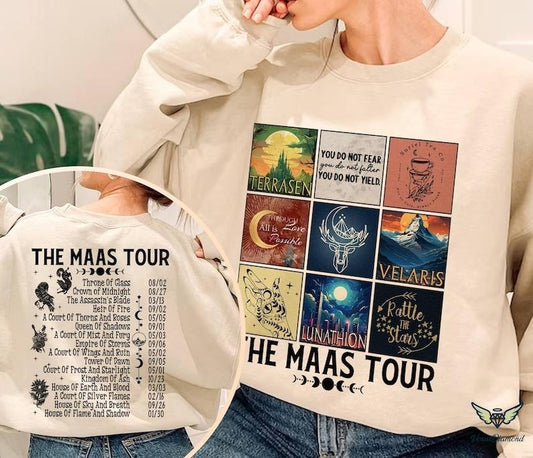 2 Slide Design, Vintage Sarah J. Maas Eras Tour Shirt, The Maas Tour Tee, ACOTAR, Crescent City, Throne of Glass Merch, SJM, Book Lover Shirt