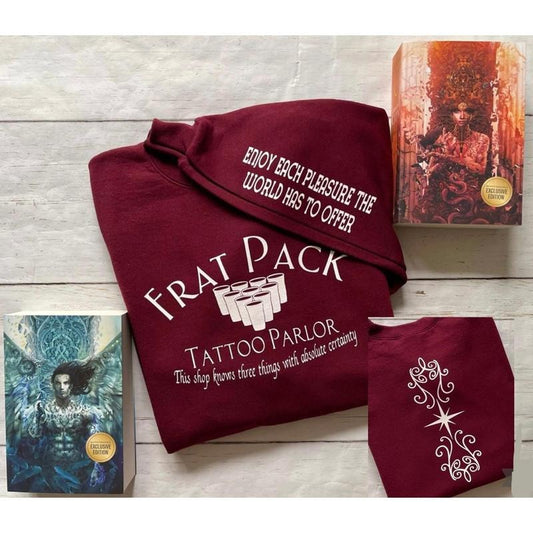 2 Slide, Licensed Crescent City Sweatshirt, Hoodie Frat Pack, SJM Merch, Ruhn Danaan, Frat Pack Tattoo Parlor, Lunathion, Bryce Quinlan Hunt Athalar