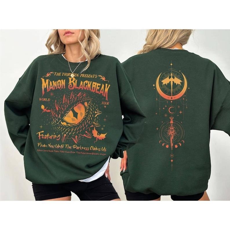 2 Slide, Manon Blackbeak Throne of Glass Sweatshirt, From Now Until The Darkness Claims Us Tee, The Thirteen Hoodies, Crescent City, Bookish, LT274