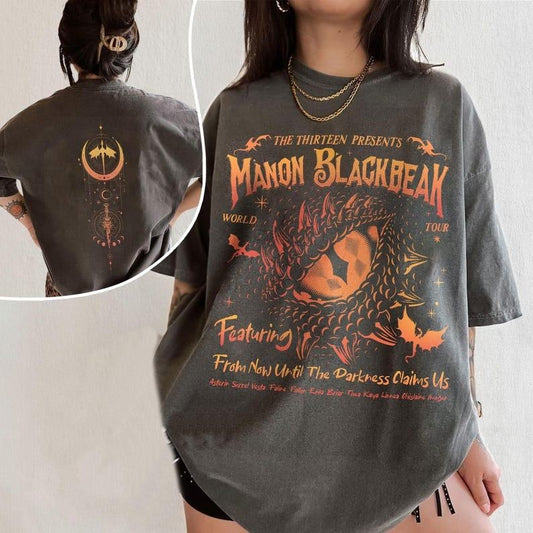 2 Slides, Manon Blackbeak Throne of Glass T-Shirt, The Thirteen Shirts, From Now Until The Darkness Claims Us Tee, ACOTAR Crescent City