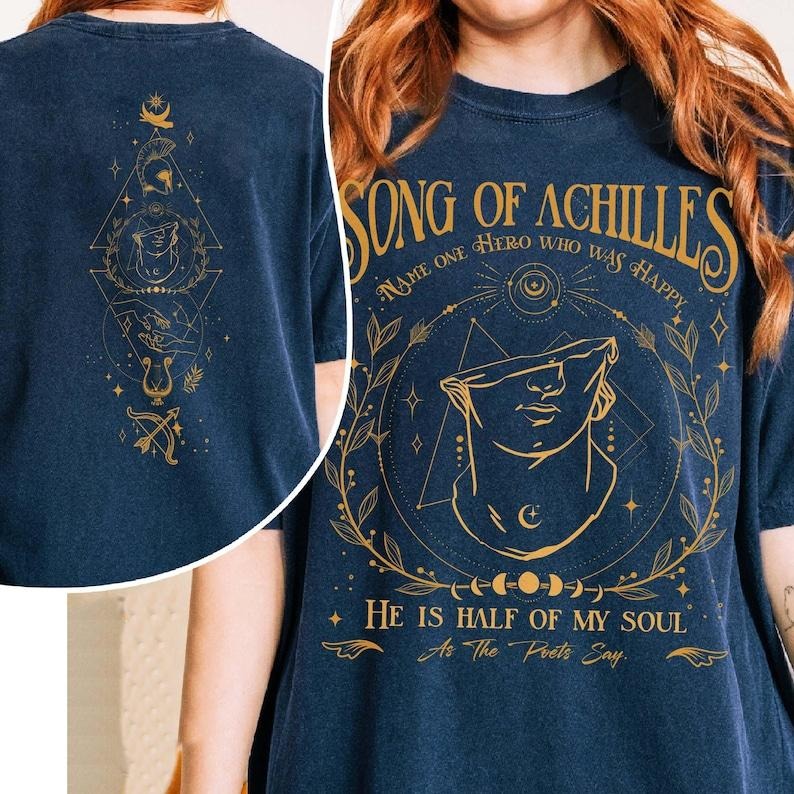 2 Slides, Song Of Achilles T-Shirt, Achilles And Patroclus, Greek Mythology Shirt, Booklover Gift, Bookish Gift, Achilles Patroclus Merch Gift For Fan