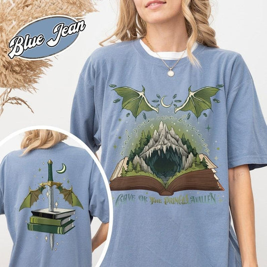 2 Slides, Team Caves Crescent City  Shirt, House of Flame and Shadow Merch,House of Flame and Shadow Shirt, Read Books Stay Weird, Witch Gift Cotton