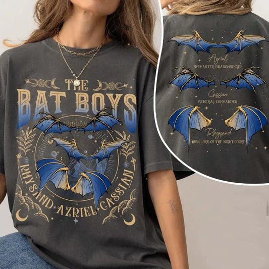 2 Slides, The Bat Boys T-Shirt, the Bat Boys the Night Court Acotar Shirt, Acotar the Bat Boys, Acotar Shirt Azriel, Acotar Shirt Azriel Womenswear