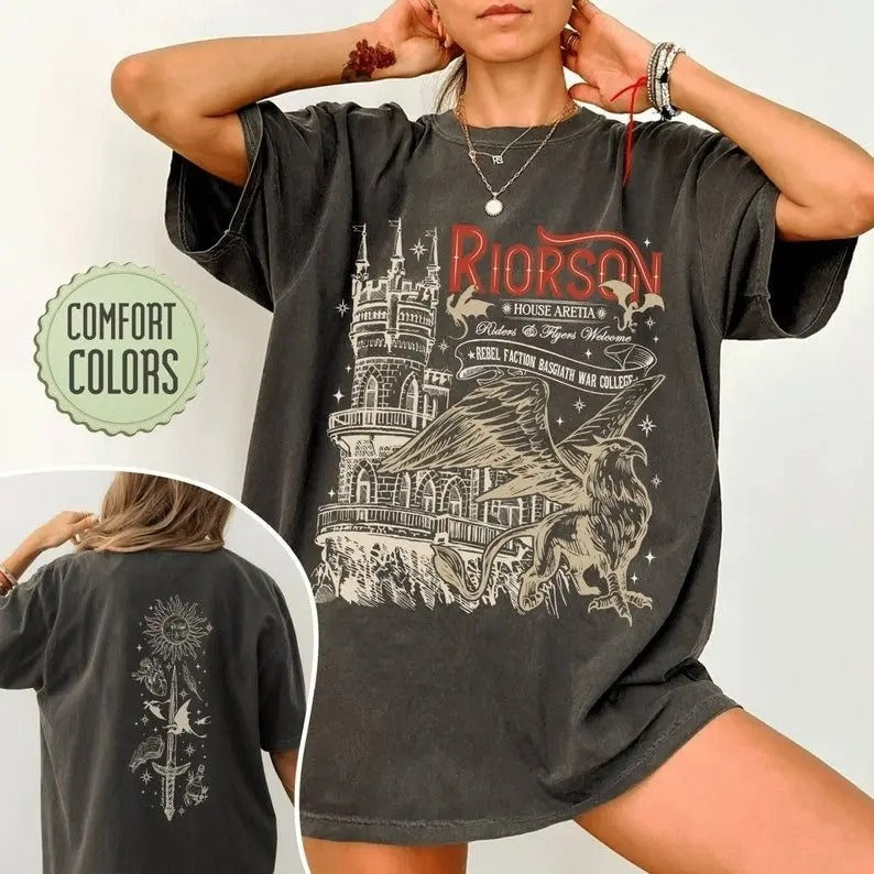 2 Slides, Xaden Riorson T-Shirt, Iron Flame Fan Shirt, Fourth Wing Inspired, Dragon Rider Bookish, Basgiath War College, Bookish Gift - Book Lover, Womenswear Shortsleeve Crewneck Cotton Casual Top Fit