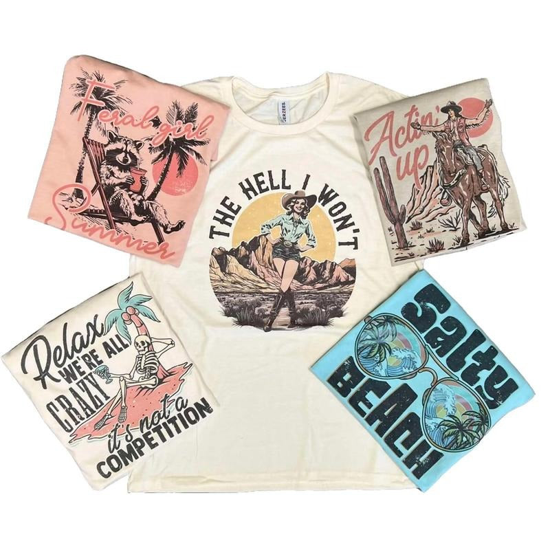 2 for 30 2025 Summer Graphic Tee Bundle - Choose Your Designs - LEAVE SECOND REQUEST IN NOTES AT CHECKOUT Set E