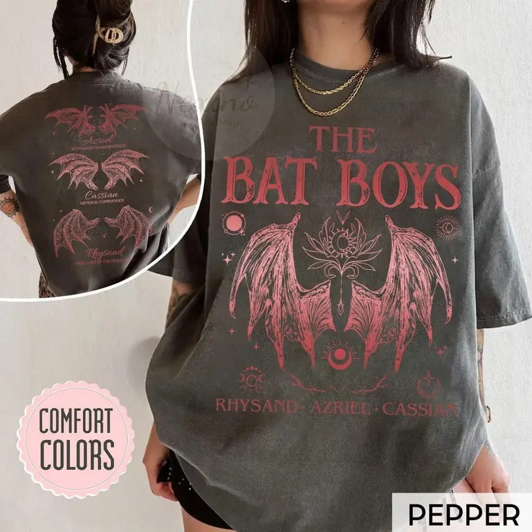 2 slides,  Bat Boys T-Shirt, Acotar Merch Shirt, Bat Boys Wings Shirt, Book Lover Shirt, Book Fandom Tee, Feyre Acotar Shirt, SJM Merch, The Night Court