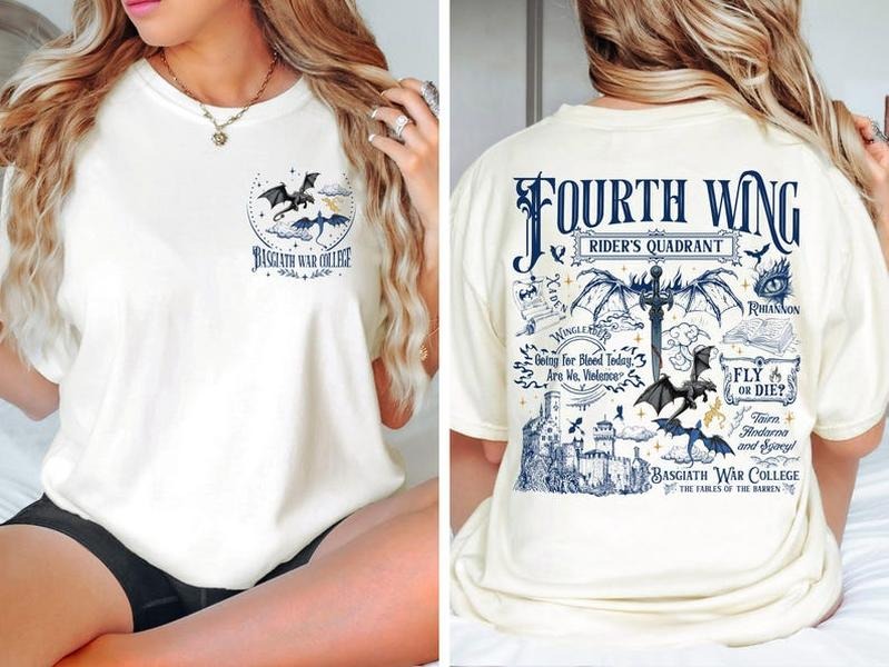 2 slides, Fourth Wing Dragon Rider Basgiath War College Shirt Fourth Wing Tshirt Fantasy Lover Gift Book Shirt Bookish Shirt Book Lover Book Series Style Tee Womenswear