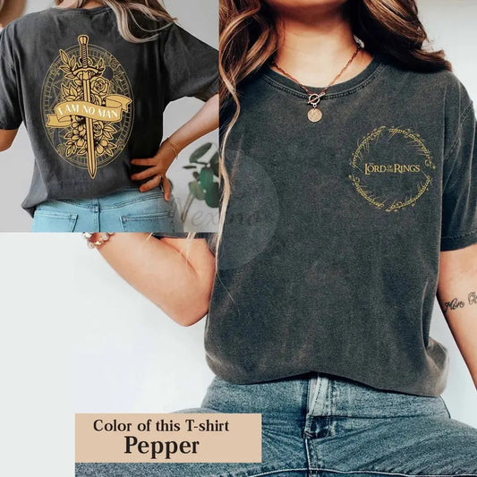2 slides, I Am No Man Double Side tshirt, Eowyn Book Lover Gift, LOTR shirt, Dark Academia, Feminist shirt, Alt style, Literature shirt