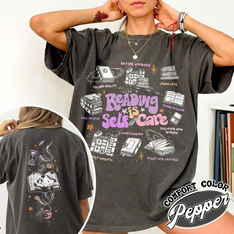 2 slides, Reading Is Self Care ,Reading Is Self-Care T-Shirt, Reading Is Self Care, Reading Is Self-Care, Book Shirt 2024, Gift for Book Lover