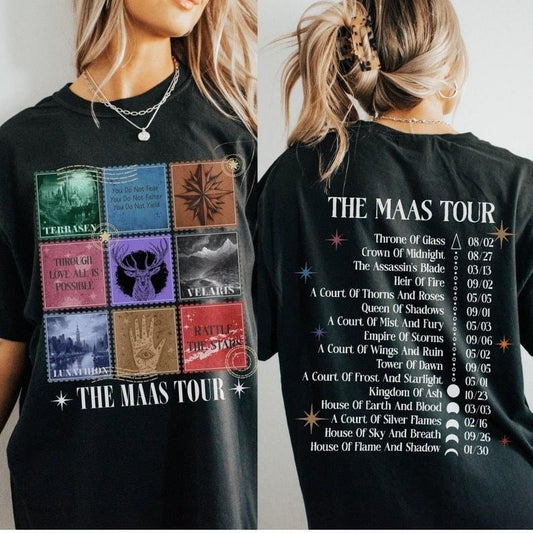 2 slides, Sarah J. Maas Eras Tour T-Shirt, The Maas Tour Tee, Crescent City, Throne of Glass Merch, SJM Fan Apparel gift, velars merchsstyle{n002}2