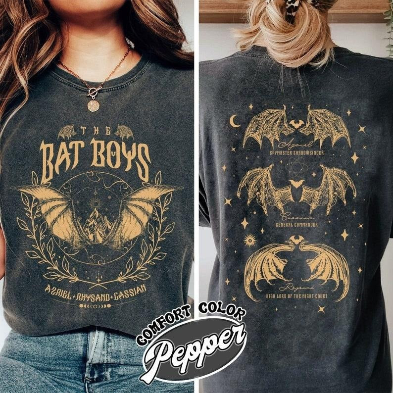2 slides, The Bat Boys Shirt, the Bat Boys the Night Court Acotar Shirt, Acotar the Bat Boys, Acotar Shirt Azriel, Acotar Shirt Azriel Shortsleeve Cotton Tee