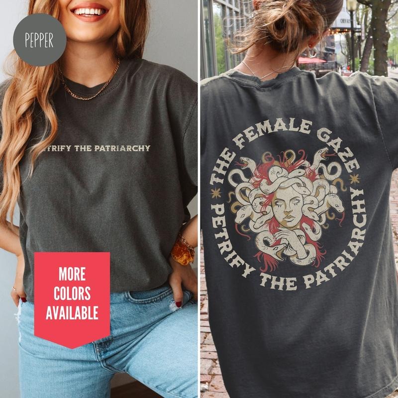 2 slides,The Female Gaze Shirt for Feminist and Activist Womens Rights T-Shirt Social Justice and Human Rights Tee Pro Roe Crewneck Medusa Shirt
