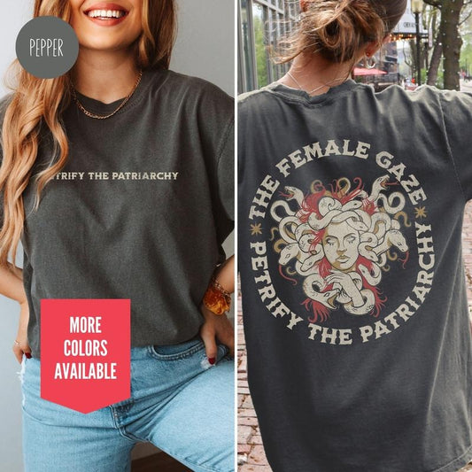 2 slides,The Female Gaze Shirt for Feminist and Activist Womens Rights T-Shirt Social Justice and Human Rights Tee Pro Roe Crewneck Medusa Shirt