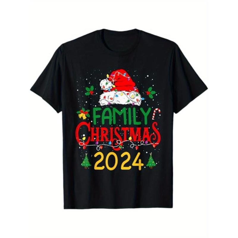 2024 FAMILY CHRISTMAS T-Shirt for Men Women, Christmas Gift Halloween Thanksgiving day Gift, Unsex Soft Fabric, Comfortable Black Short Sleeve Tees Perfect for Autumn, Must-have Fashionable Tee Made in USA