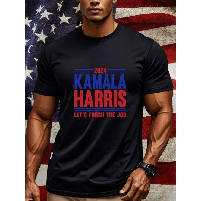 2024 KAMALA HARRIS LET'S FINISH THE JOB President Kamala Harris HARRIS 2024 Vote President Harris T-Shirt Harris T-Shirts Harris Merchandise Harris T-Shirt For Men Harris Tee Shirts Funny T-Shirt Crew Neck Casual T-Shirt Soft Cotton Made in USA