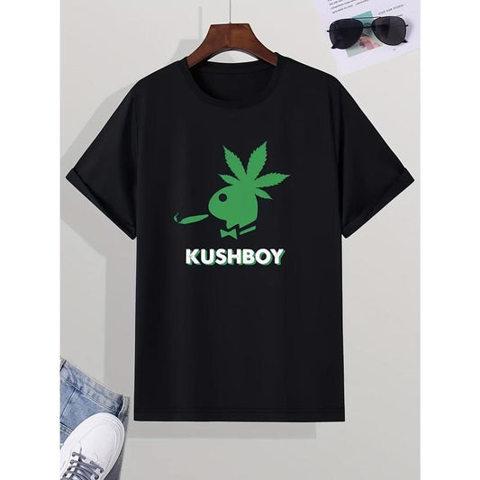 2024 new N-style high-end design sense, green rabbit, atmosphere with niche printed men's jacket, round neck casual simple short-sleeved summer men's T-shirt Made in USA