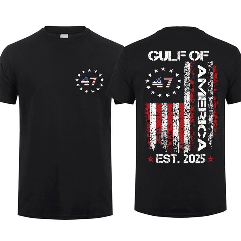 2025 Gulf of America T-shirt - American Flag Graphic Tee, Patriotic Shirt for Men, Perfect for Independence Day