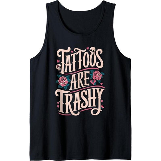 2025 Men'S Sleeveless Top Unisex Pullover Vest Printed Tank Vest VS001Tattoos Are Trashy Tank Top