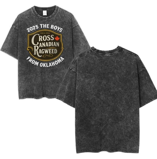 2025 The Boys Cross Canadian Ragweed From Oklahoma Vintage Graphic Tee, Retro Rock Band Tee, Double-Sided Graphic Design, Casual Streetwear, Unisex Cotton Shirt