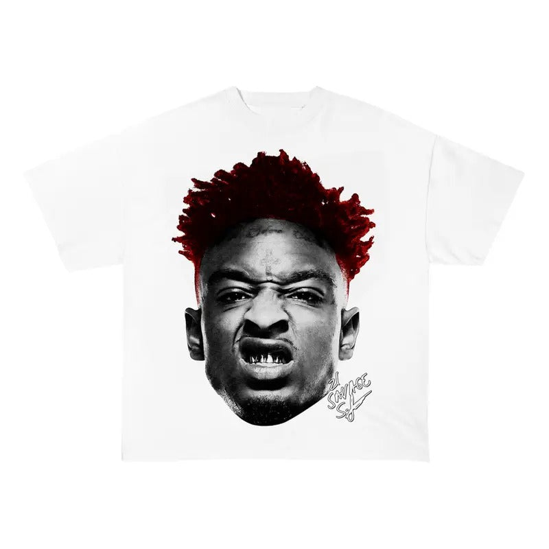 21 BIG FACE SAVAGE TEE Heavy Cotton Tee Basketball Sreetwear 90s Styled Menswear Oversized