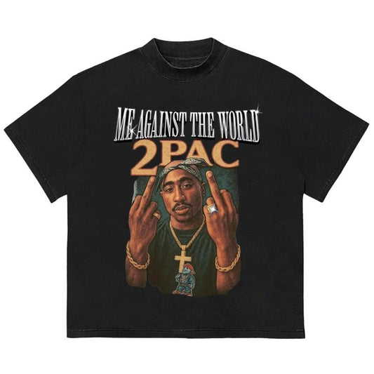 2Paccc Me Against the World T-Shirt Retro Graphic Classic Sport T-Shirt