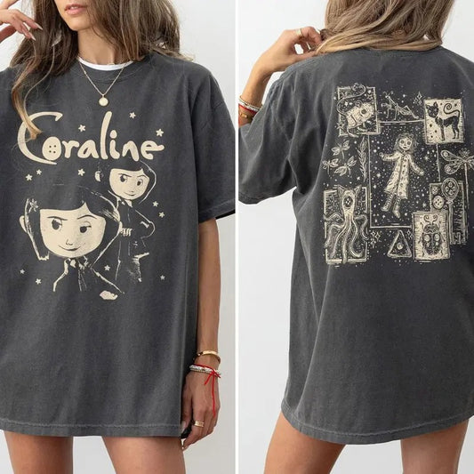 2sides - Coraline Movie T-Shirt, other mother Coraline T-Shirt, wybie, other world sweatshirt, Best For Coraline Movie, Coraline Doll Hoodie, Halloween animate sweatshirt, Movie Vintage Retro Horror, Halloween Gift, Unisex t-shirt