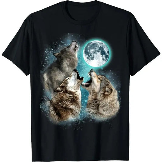 3 Wolf Moon Howling Wolf Head Funny Wolves For Men Women T-Shirt
