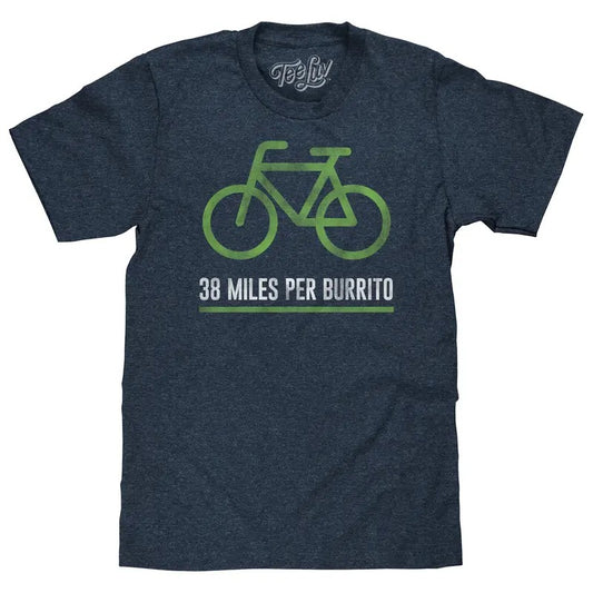 38 Miles Per Burrito Bike T-Shirt - Blue