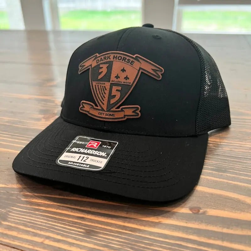 3rd Battalion 5th Marines Infantry Leather Hat Patch Richardson Hat Mesh Back Snap Back | Salty Vet |