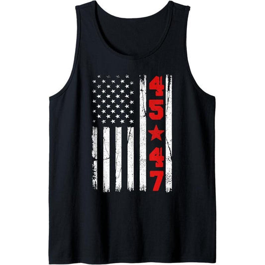 45 47 Trump 2025 Flag Vintage American Flag 47th President Tank Top made in USA