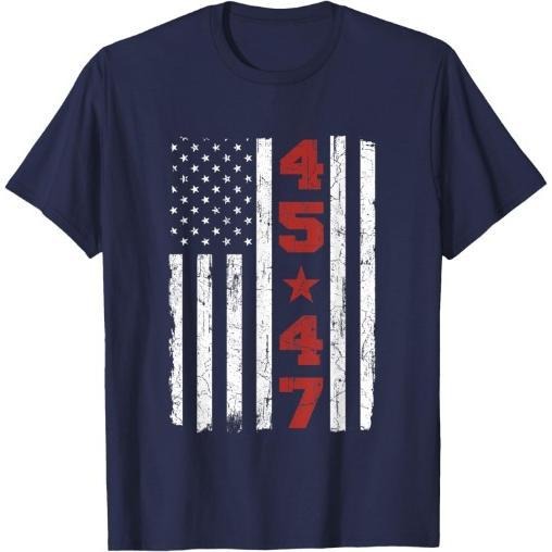 45 47 Trump Vintage USA Flag 2024 President Election Politic T-Shirt Made in USA