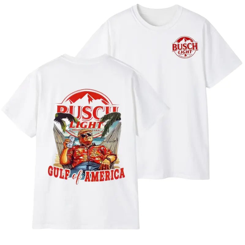 45th 47th President Trummp Gulf of America Busch Light Shirt For Men- For Women, Maga Trumpp T-Shirt, Funny Trump Gift Shirt, Casual Cotton Top