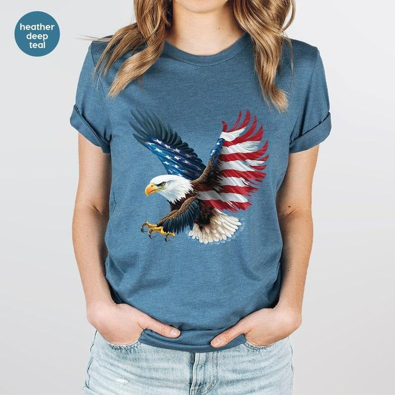 4th of July Shirt, Patriotic T-Shirt, USA Flag Tees, American Sweatshirt, Eagle Graphic Tees, Gift for Him, Patriotic Gifts, Freedom Tshirt