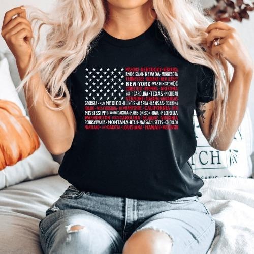 50 USA States Shirt, US States Shirt For American 4th Of July Gift, American Flag Shirt, 50 States T-Shirt, USA T Shirt For Men And Women made in usa