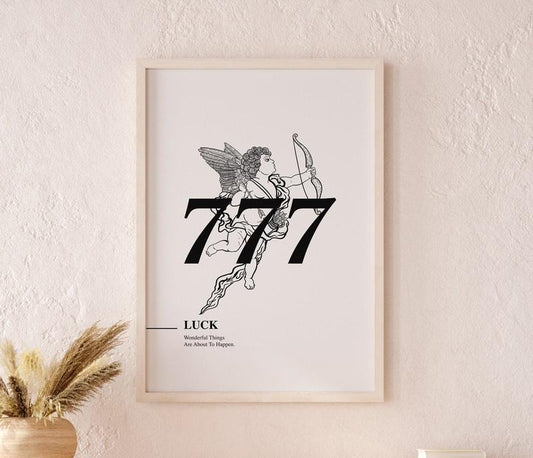 777 Angel Number, Lucky Number Print, Trendy Wall Art Print, Manifestation Energy Spiritual Poster, Poster Prints No Frame, Gifts For Friends Bestie Wall Decor, Wall Art Home Decor, Vintage Poster Art, Gifts For Birthday Christmas Xmas Decoration Room