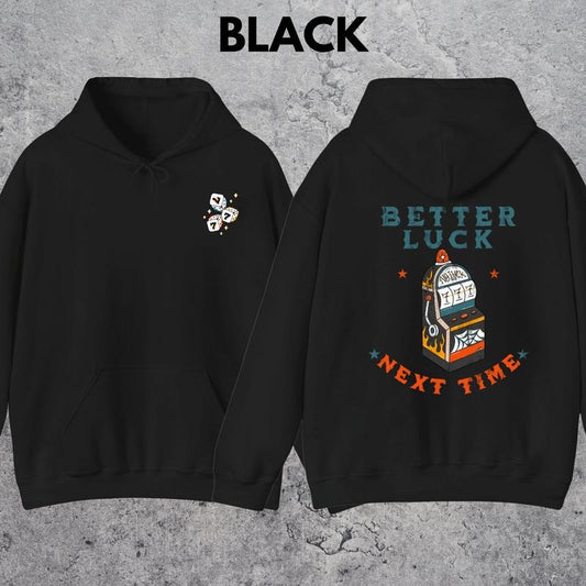 777 Vintage Hoodie back side | BetterLuck Next Time hooded sweatshirt | AmericanTraditional Tattoo | Alt Apparel | Gift for Him |