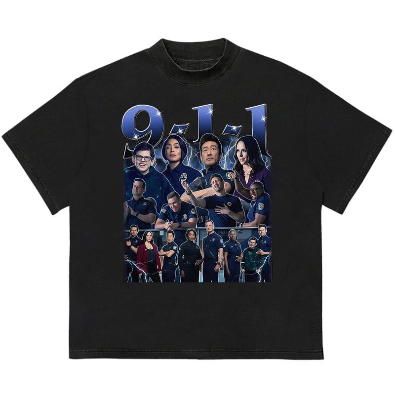 9-1-1 movie Evan Buckley Bobby Nash T-Shirt Soft Cotton Fabric Unisex Graphic Design