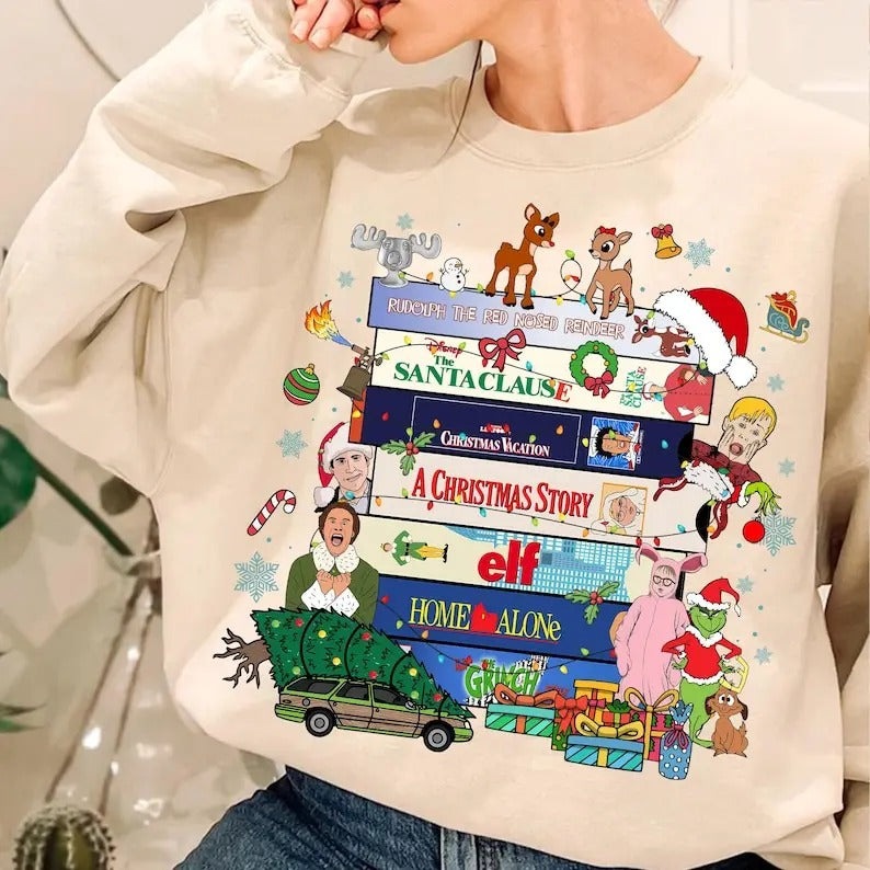 90s Style Christmas Sweatshirt, Christmas Shirt, VHS Tapes Sweatshirt, Christmas Movies VHS Shirt, 90s Christmas , Funny Christmas Movie