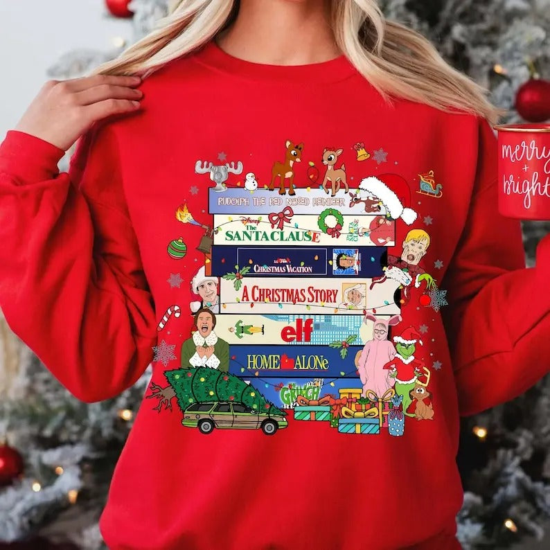 90s Style Christmas Sweatshirt, Christmas Sweatshirt, VHS Tapes , Christmas Movies VHS Shirt, 90s Christmas Shirt, Funny Christmas Movie, For Women