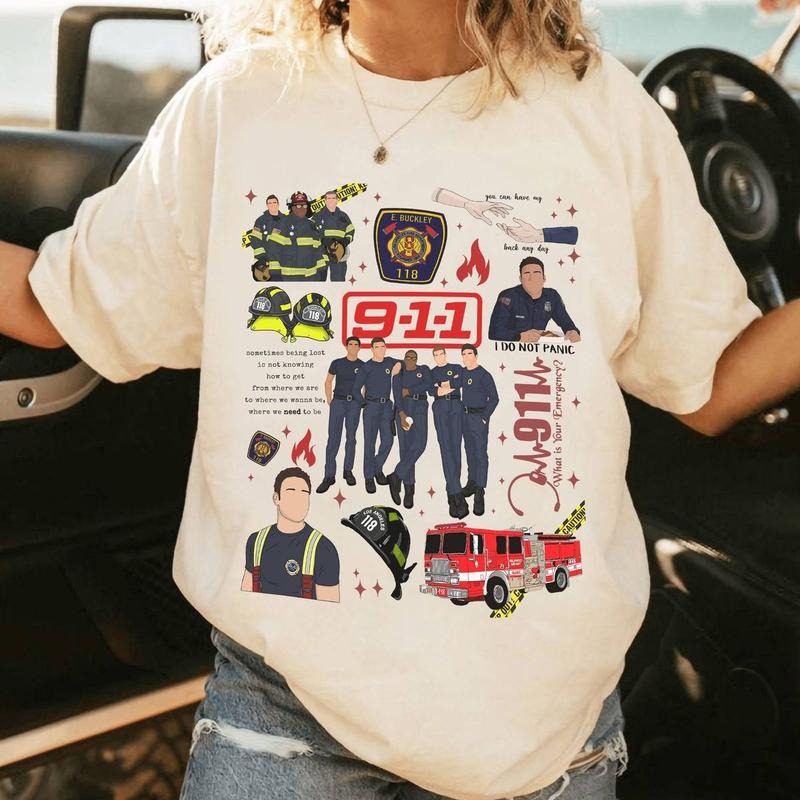 911 Television Show Tshirt Sweatshirt, Evan Buckleyy Shirt, Bobby Nash Tee, 911 Movie Shirt, American Tv Series, Unisex Sweater Pullover Tee