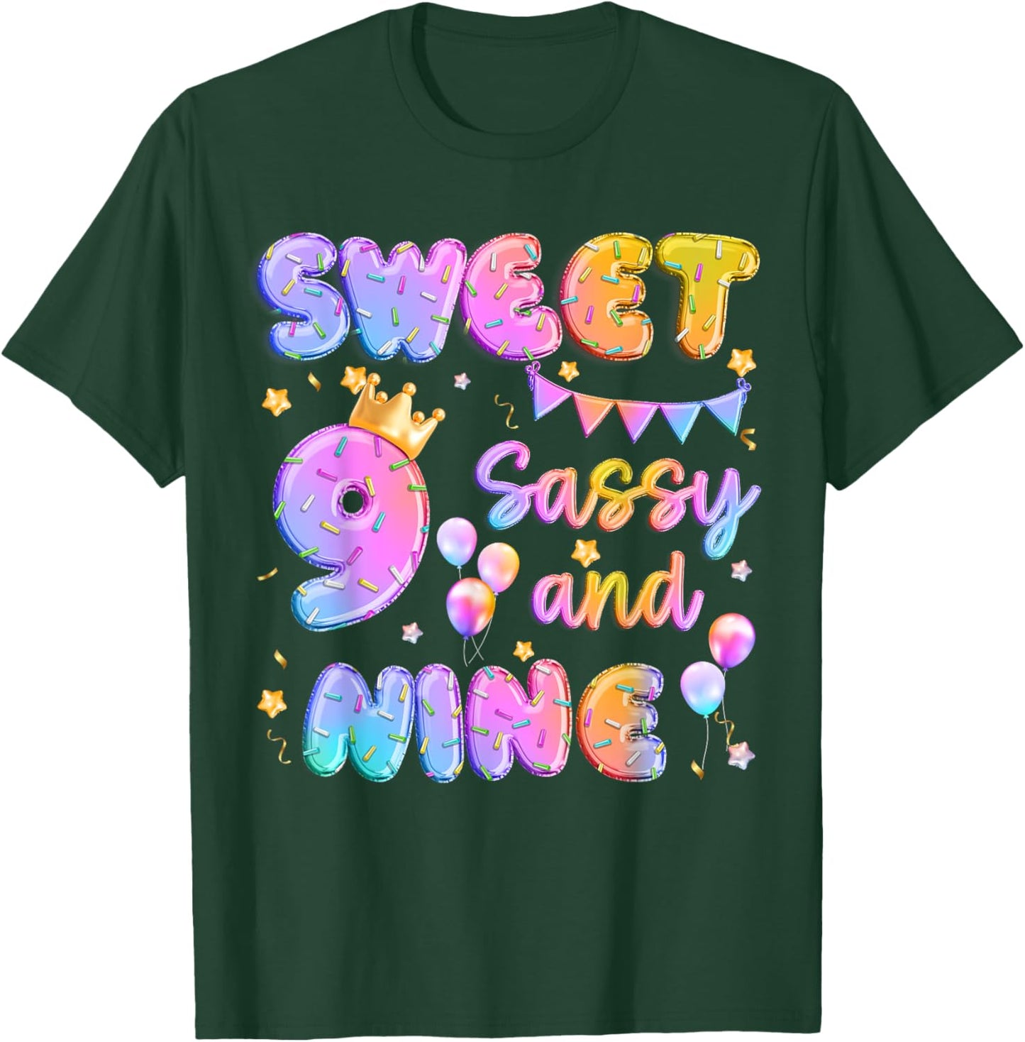 Sweet 9 Sassy And Nineth 9th Birthday Donut Theme Girl Gifts
