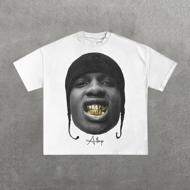 A$AP Golden Smile T-shirt, Vintage A$AP Graphic Tee, Y2k, Hip Hop, Unisex T-Shirt, Gift For Men Women Menswear Top Streetwear