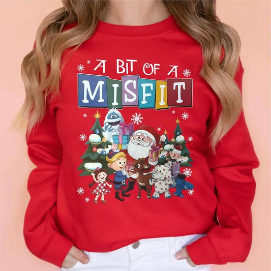 A Bit of A Misfit Shirt, Rudolph Red-nosed Reindeer Sweatshirt, Rudolph Xmas Shirt, Rudolph Christmas Movie Shirt, Holiday Family Matching Sweatshirt, Family Sweatshirt, Christmas Party Gift, Christmas 90s Movies Lovers TShirt, Merry Christmas Gift