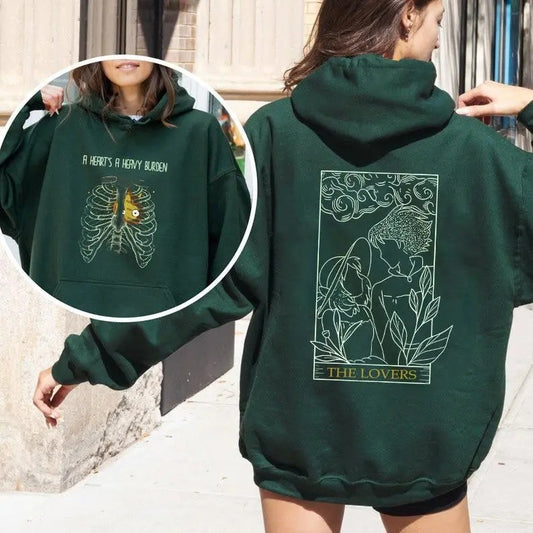 A Heart's A Heavy Burden 2 Sided Hoodie, Howl and Sophie Shirt, Howls Moving Castle Sweatshirt, Ghibli Studio Sweatshirt, Sophie Hatter Shirt, Calcifer Shirt, Hayao Miyazaki, Anime Lover Sweater