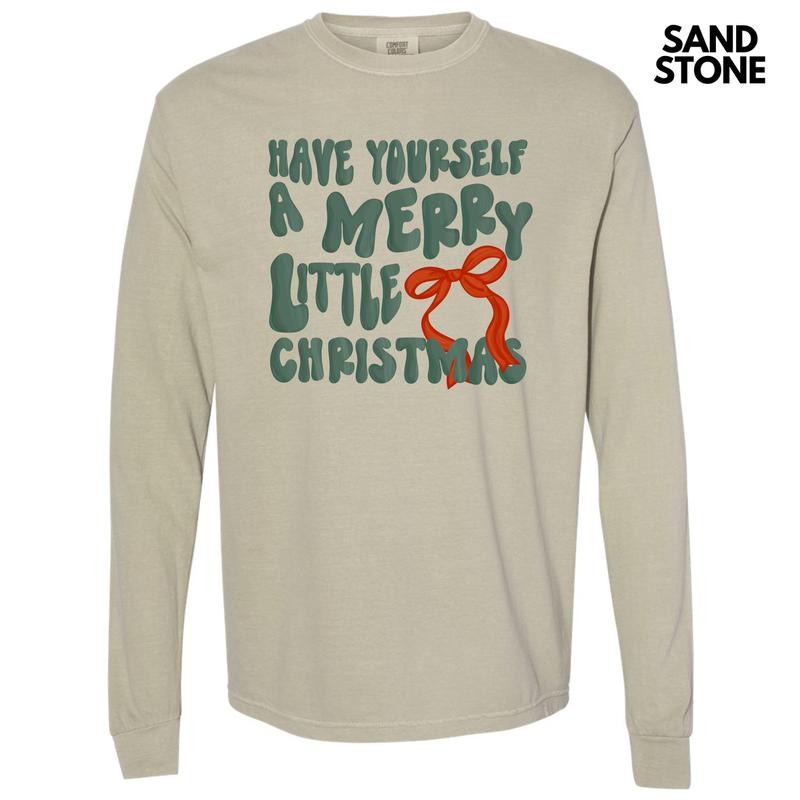 A Merry Little Christmas Long Sleeve Comfort Colors T-Shirt 'NLB'