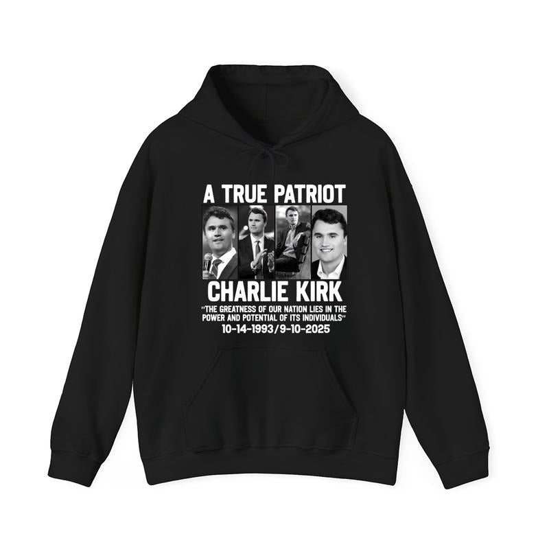 A True Patriot Charlie Kirk Hoodie, Rest in Peace Charlie, Charlie Kirk Memorial Hoodie, Republican Shirt, Patriotic American